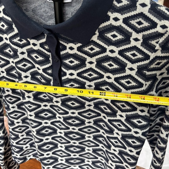 Zara Geometric Deep Navy Blue and White Women's Women’s Size L Long Sleeve Top - Picture 4 of 9